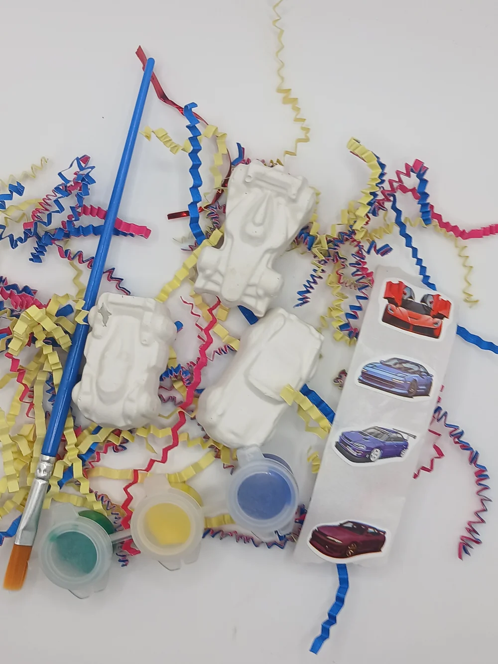Party Craft Paint-Your-Own White Car Ornaments - Home Party Supplies